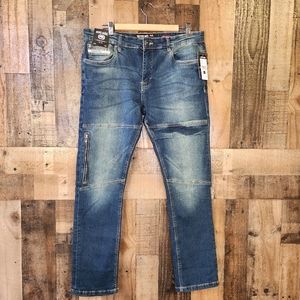Men's Ecko Unltd Rhino Wrap Jeans Stretch Skinny Fit Blue Size 36 x 30